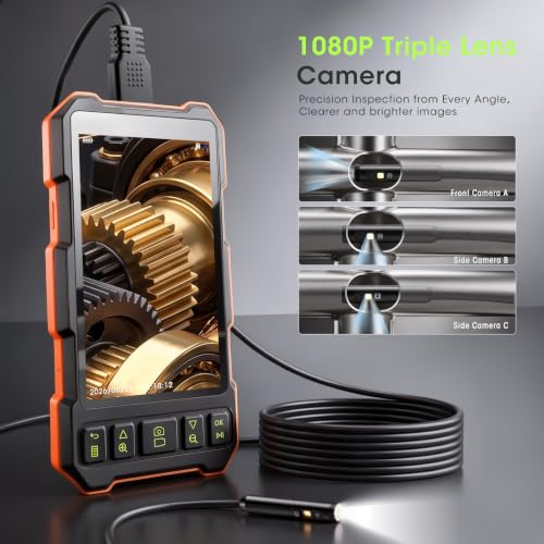 Epicmate 50FT Triple Lens Inspection Camera,5”IPS Screen Endoscope Camera - size: 5" Triple Lens-50FT