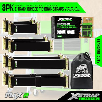 XSTRAP STANDARD 8 Pack E-Track Bungee Tie-Down Straps, Securing Straps Kit - size: Pack of 8