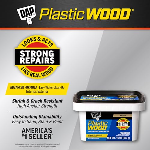 DAP Plastic Wood All Purpose Latex Wood Filler, Natural, 16 Oz (7079800529) - color: Natural, size: 16 Ounce