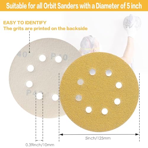 100PCS 5 Inch Sanding Discs 220 Grit Random Orbit Sander Sandpaper - style: Advanced Aluminum Oxide