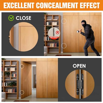 6" Hidden Door Hinge/Concealed Hinges,Invisible Hinges - color: Black, size: 6 Inch