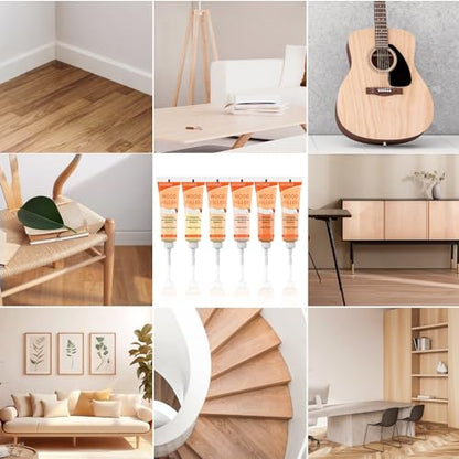 Wood Furniture Repair Kit, 6 Colors Wood Touch up Fillers Hardwood Laminate Vinyl Floor Repair Kit with Wood Putty, Wood Polish Wax for Hole, Scratch, Crack, Stain (Peach Wood 16Pcs) - color: Peach Wood 15 Pcs
