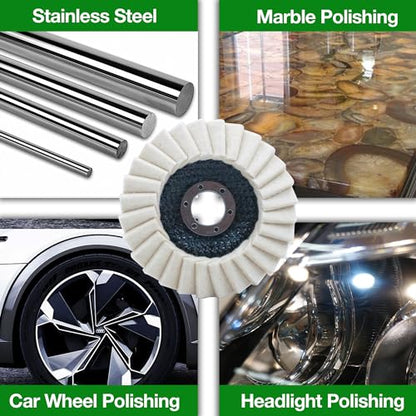 4.5" x 7/8" Felt Wool Polishing Disc for Angle Grinder, 5 Pack - style: 5pack-Flat Wool Polishing Disc