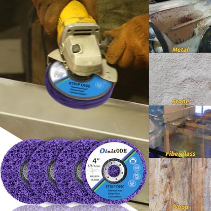 Oleitodh 20 Pack Strip Disc 4 Inch Paint Removal Rust Removal Wheels - color: Purple, size: 4'' x 5/8''-20Pack