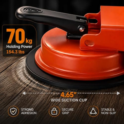 Floor Gap Fixer Tool with Enhanced Vacuum Suction Cup for Vinyl Plank (LVP), Laminate, Hardwood & Tile Flooring, Industrial Steel, Heavy Duty Floor Fix Plank Grabber for Repair Gaps (Tool Only)