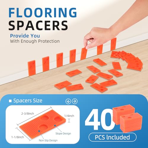 43-Piece Laminate Flooring Tools, LVP installation kit, Vinyl Flooring Tools, Tapping Block with Handle, Spacers, Double-Faced Mallet and Pull Bar