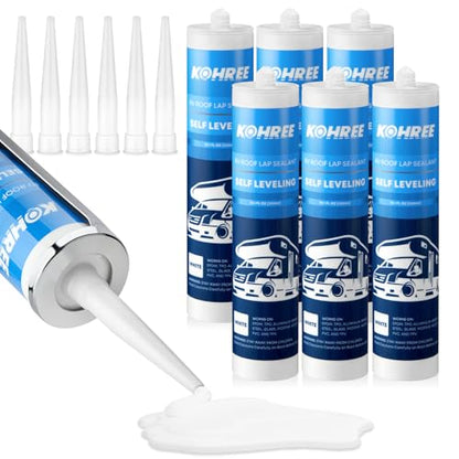 Kohree RV Roof Sealant 6 Pack, Self-Leveling Lap Sealant White