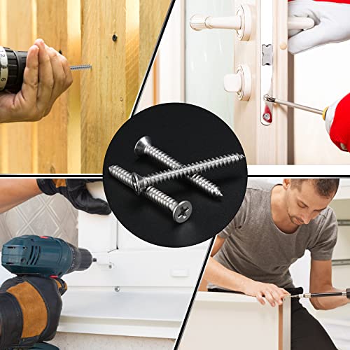 Black Oxide 100 PCS #8X1 Stainless Steel Phillips Flat Head Wood Screws,Stainless Steel 18-8 A2(304) Screw,Home Screw Kit by QISHENG - color: Black Oxide, size: #8X1"