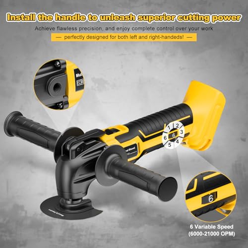 Cordless Oscillating Tool for Dewalt 20V Battery,6 Variable Speed Brushless-Motor Tool,22Pcs Oscillating Multi Tool Kit for Cutting Wood Drywall Nails Remove Grout & Sanding(Tools Only)