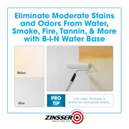 Zinsser B-I-N Water Base Stain & Odor Blocking Primer, Flat White - size: Gallon (Pack of 2)