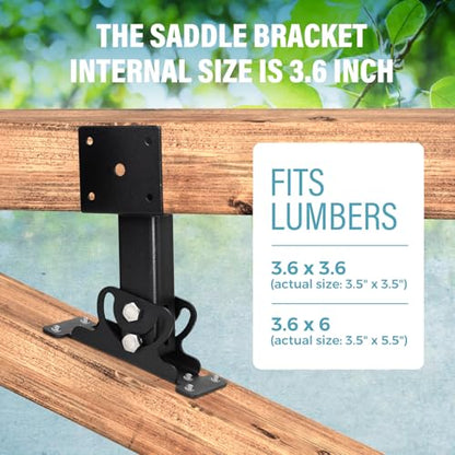 4 Pack 304 SS 4x4 Heavy Duty Adjustable Roof Riser Brackets (Black) - color: Set 4