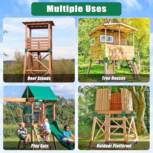 Dolibest Heavy Duty Deer Stand Brackets, 4x4 Compound Angle Bracket, Powder Coated Elevated Bracket for Outdoor Platforms, Deer Hunting, Shooting Shack, Observation Decks& Tree Houses (4Pack) - color: D: Green-4Pcs
