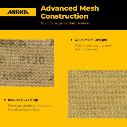Mirka Abranet 2.75x5 Inch 120 Grit Mesh Sanding Sheets Hook & Loop, 50 Pack - size: Grit 120
