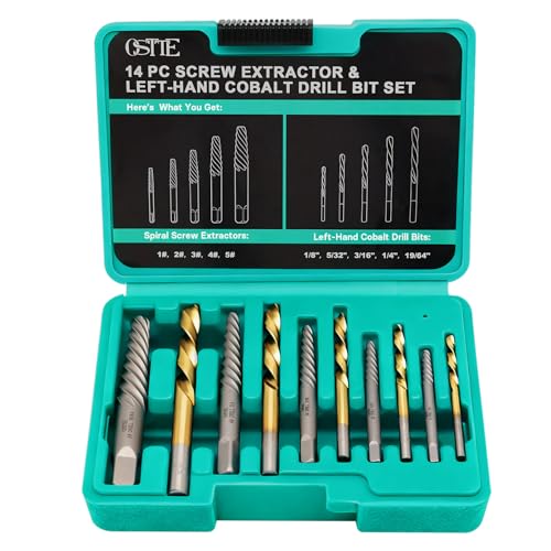 Screw Extractor Set with Left Hand Drill Bits 14Pcs