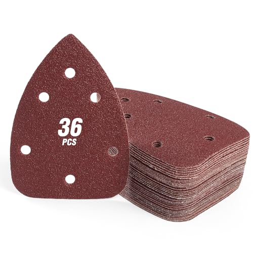 36 PCS Mouse Sander Sandpapers 6 Hole Detail Sander Sanding Disc - style: 6 hole 36PCS 6 each of (60/80/100/120/180/240) Grit