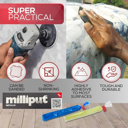 Milliput Epoxy Putty, Metallic - 2 Part Epoxy Putty Sculpting Clay for Modeling, Repairs, and DIY Projects - 4oz Pack (113.4g), Complete with Gloves