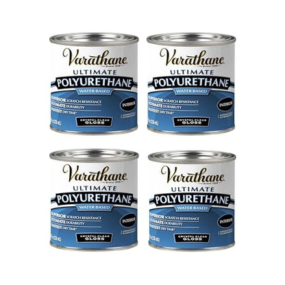 Varathane Water-Based Ultimate Gloss Polyurethane - color: Gloss, size: Half Pint (Pack of 4)