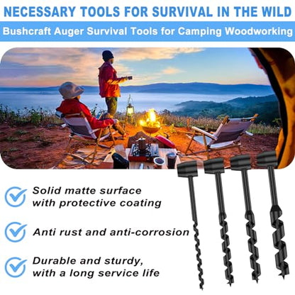 4Pcs Heavy Duty Steel Scotch Eye Wood Auger Bushcraft Drill Auger Kit - color: 4 PCS