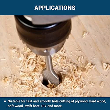Benchmark Abrasives 7/8" x 6" Spade Drill Bit with Quick-Change Hex Shank Hole Cutter for Woodworking, Drilling, High-Speed Steel Paddle Flat Bits (7/8" x 6") - size: 7/8" x 6"