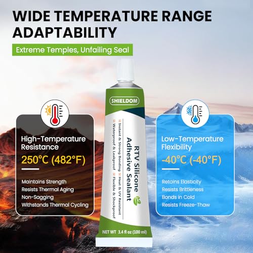 SHIELDOM RTV Silicone Sealant Waterproof Seal & Caulk All-Purpose Adhesive Stronger Adhesion, Shrink & Crack Proof Caulking Sealer for Car, Kitchen, Window, Bathroom, Door - Grey 3.4 Fl. Oz. - color: Grey