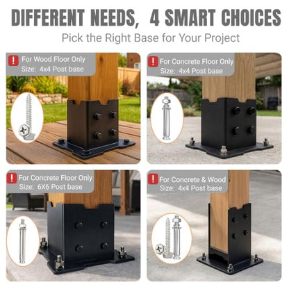 4x4 Deck Post Base, 2 Pack, 304 Stainless Steel, for Wood Decks - size: 4x4 for wood floor only