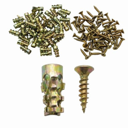 6×14mm Short Expansion Screw Set for Tile, Stone, Wood, Yellow-50 Pieces - color: Yellow-50 Pieces