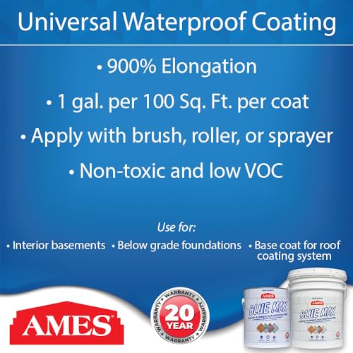 AMES Blue Max White Liquid Rubber Waterproofer,1 Gal - color: White, size: 1 Gallon