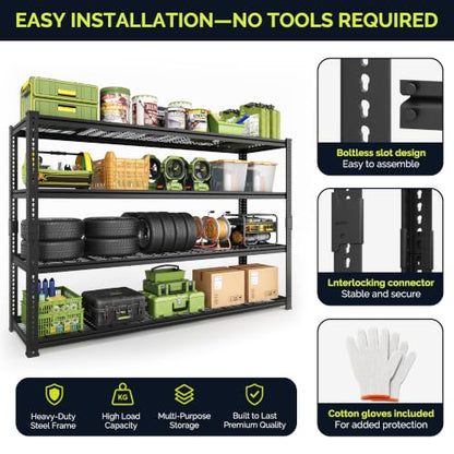 60" W Metal Storage Shelves, 2640lbs Heavy Duty Garage Rack - size: 60"W x 24''Dx 60"H