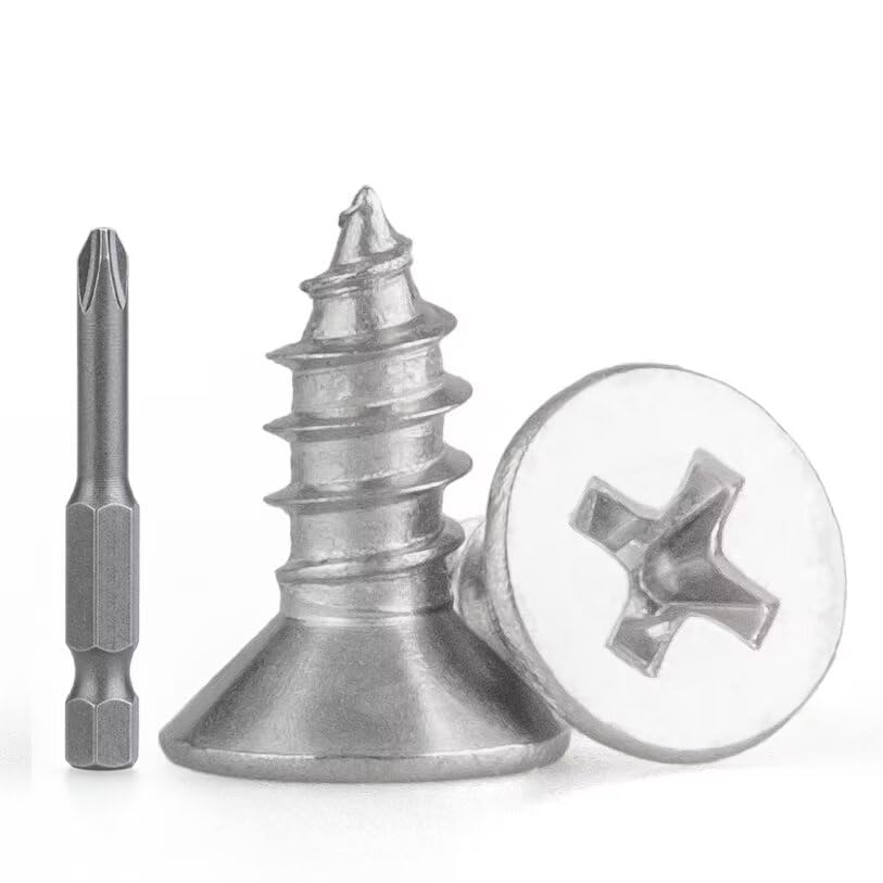 #4 x 1/4" (100 PCS) Stainless Steel Flat Self-Tapping Screws (ST2.9x6.5mm) - size: #4 x 1/4" (100 PCS)