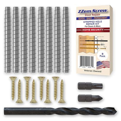 8-Pack #9 x 3 Permanent Stripped Door Hinge Screw Hole Repair Kit - size: 8 Pack