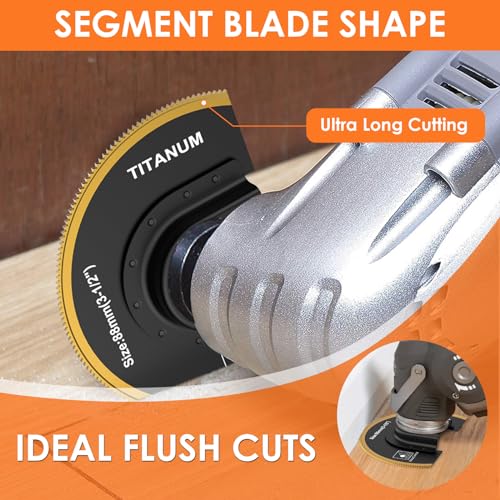 4Pcs Oscillating Saw Blades,Semi Circle Oscillating Saw Blade,3-1/2inch Flush Cut Saw Blades,High Carbon Steel Multitool Blades with Gasket Adapter for Wood Soft Metal Plastic Cutting (Style2)