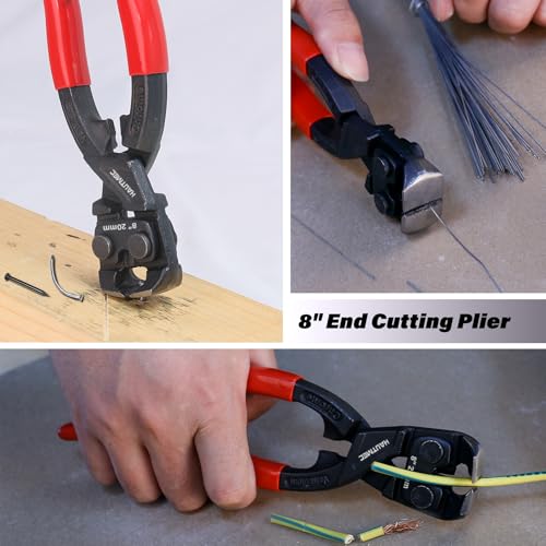 HAUTMEC 3 PCS Pry Bar Set, 15" Flat Pry Bar, 12" Cats Paw Nail Puller Tool and 8" End Cutting Pliers, Heavy Duty Dorp Forged Crowbar Pry Tool for Prying, Lifting and Removing Tasks, HTASM25022 - color: 3 Pcs Set
