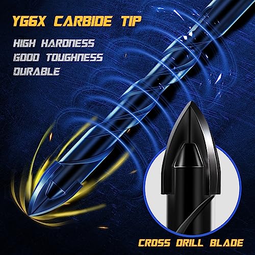 DYRECELVE 12-Piece Masonry Drill Bit Set, Concrete Bits, Carbide Cross Tip - style: Concrete Drill Bit (Carbide Cross Tips)