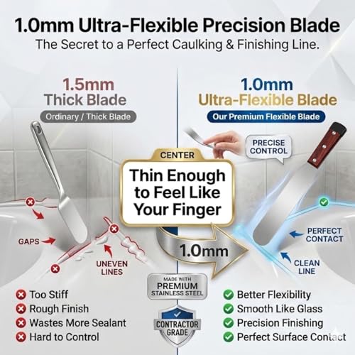 5-Piece Essential Caulk Spatula Set with Wooden Handle - size: 5pcs