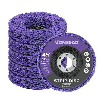 Vantego 5-Pack 4-1/2" x 7/8" Paint Stripper Discs for Angle Grinder - Rust Removal, Metal Grinding, Quick Stripping Wheel Replacement - style: 4-1/2 in - 5 pk