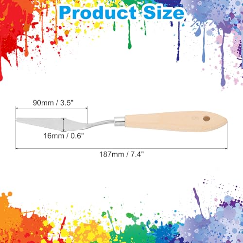 PATIKIL Art Spatula, No.9 16mm Stainless Steel Flexible Palette Knife Painting Knife Painting Spatula Oil Painting Mixing Scraper with Wood Handle for Canvas Acrylic Painting, Brown - style: No.9