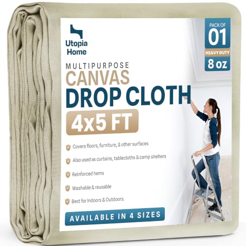 Canvas Drop Cloth 4x5 Ft, Drop Cloth for Painting, 1 Pack - size: 4ft X 5ft ( Pack of 1 )
