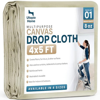 Canvas Drop Cloth 4x5 Ft, Drop Cloth for Painting, 1 Pack - size: 4ft X 5ft ( Pack of 1 )