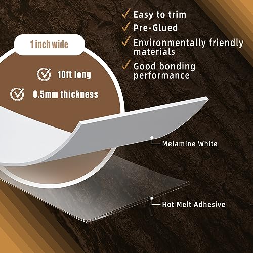 GSCIT Club White Melamine Edge Banding, 1 inch x 10ft Edge Banding with Hot Melt Adhesive Pre-glued Cabinet Edge Banding Flexible White Veneer Edging for Plywood - color: White, size: 1"x 10ft