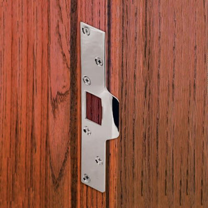 Prime-Line U 9476 Maximum Security Latch Strike, 1-1/4 In. x 7-7/8 In., Steel, Chrome Plated (Single Pack) - color: Chrome, size: 1 Count (Pack of 1)