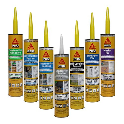 SIKA Sikaflex Construction Sealant, Tan 10.1 fl. oz, Polyurethane for Vertical & Overhead Joints, Ideal for Windows & Doors, Paintable & Stainable - color: Tan