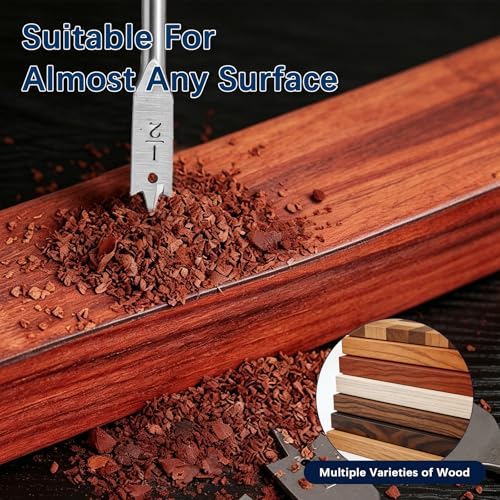 13-Piece Spade Drill Bit Sets, Alloy Steel Paddle Flat Bit with Shank, Flat Wood Hole Cutter Fit for Woodworking, Assorted Bits with Nylon Storage Pouch, 1/4" to 1-1/2"