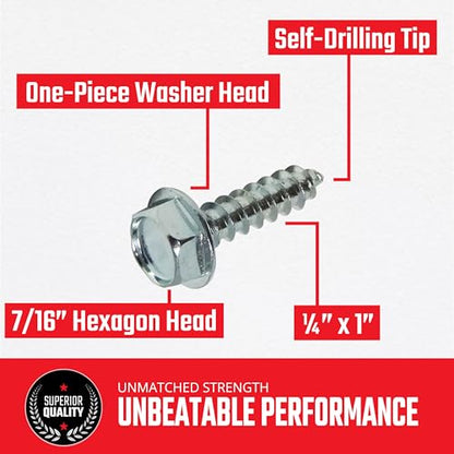 SNAP-LOC E Track Screws for Wood, E Track Fastener Set, Industrial-Strength Heavy Duty Zinc Plated Screws, 1/4"x1" Lag Screws, 7/16” Hexagon Socket Head, 20 Pcs