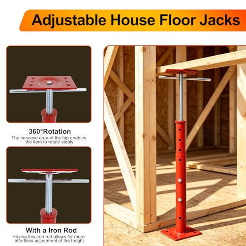 4 Pack Adjustment House Jacks for Leveling Crawlspace, Red - color: Red, size: 18"-35"