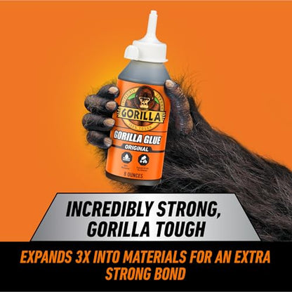 Gorilla Original Glue, Waterproof Polyurethane, Brown, 8 oz - size: 8oz