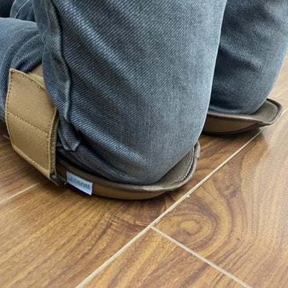 Work Knee Pads Made of Genuine leather and Durable Rubber Thick EVA Foam Cushion| Suitable for Mechanical Repairs and Yard Work |With Adjustable Straps Brown - color: Brown US