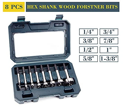 INTOO Hex Shank Forstner Bit Set 8pcs Multi Sided Shank Wood Drill bit Set - style: 8 PCS