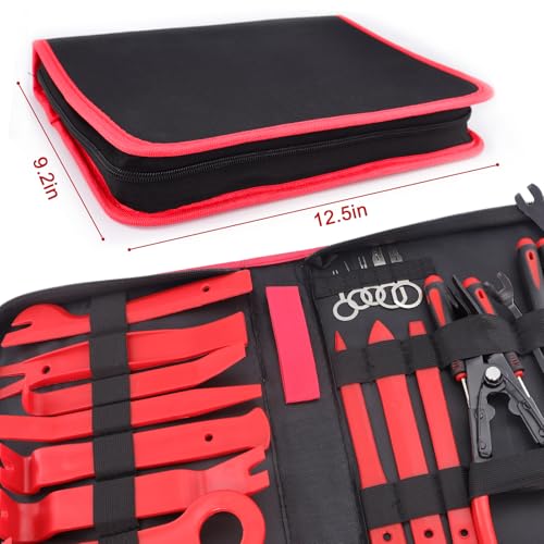 Keze 24Pcs Trim Removal Tool Set with Pick & Clip Removal Tool - Red - color: Red-Auto Trim Removal Tool Kit