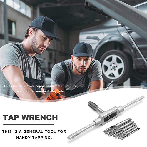 JONMON 8Pcs Metric Thread Machine Tap Set, M3-M12 Hand Screw Thread Plug Taps with Adjustable Thread Reamer Wrench Milling Machine Tapping Tool Kit for Woodworking and Machinery Repair