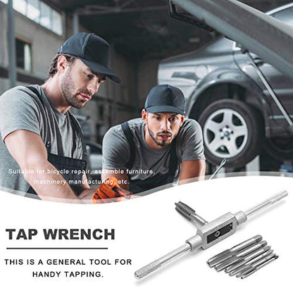 JONMON 8Pcs Metric Thread Machine Tap Set, M3-M12 Hand Screw Thread Plug Taps with Adjustable Thread Reamer Wrench Milling Machine Tapping Tool Kit for Woodworking and Machinery Repair